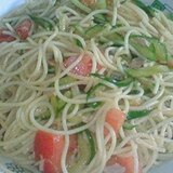 夏にさっぱり★トマきゅう冷製パスタ